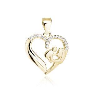 Pandantiv argint inima placat cu aur galben Mama si copil DiAmanti DiAmanti Z1899CG_W-DIA (Argint 925‰ 1,4 g.)